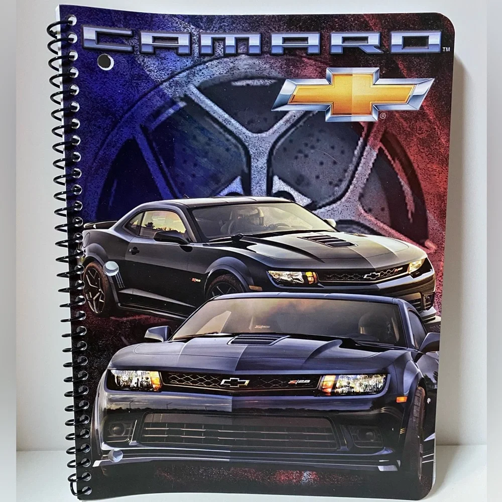 Camaro Notebook Bundle of 4 Red & Blue Spiral General Motors School Supplies GM
